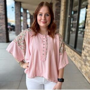 POL “Strawberry Milk” oversized top NWOT large